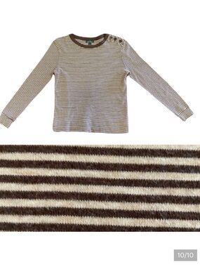 Lauren Ralph Lauren Long-Sleeve Striped Top in Brown & Cream